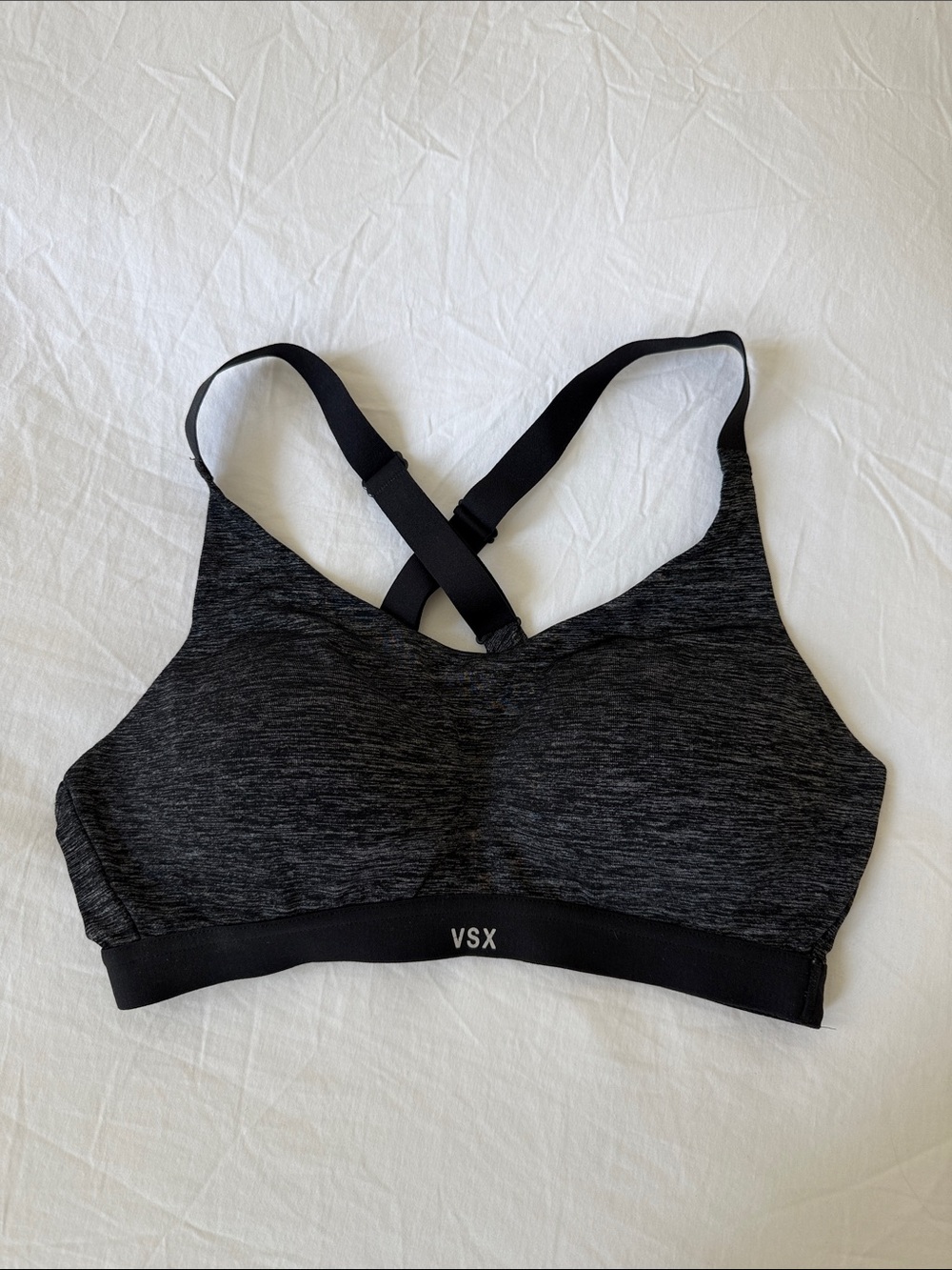 VSX Black Heather Crisscross-Back Sports Bra